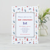 Invitation Nautical 1st Birthday Sailboat Birthday Party (Debout devant)