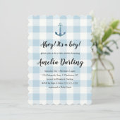 Invitation Nautical Ahoy Baby Boy Baby Shower (Debout devant)