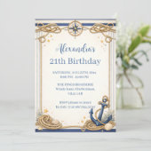 Invitation Nautical Anchor Compass Birthday (Debout devant)