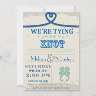Invitation Nautical Beach Bleu Coeur Noir de mariage Inviter