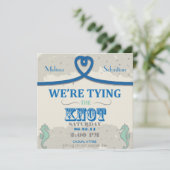 Invitation Nautical Beach Bleu Coeur Noir de mariage Inviter (Debout devant)