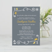 Invitation Nautical Beach Gray & Yellow Bridal ou Baby shower (Debout devant)