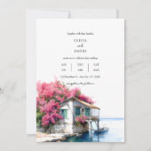 Invitation Nautical Beach House Avec Mariage Aquarelle Bateau (Devant)
