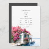 Invitation Nautical Beach House Avec Mariage Aquarelle Bateau (Devant / Derrière)