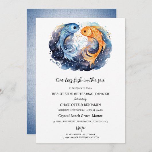 Invitation Nautical Beach Ocean Theme Dîner de répétition (Devant / Derrière)