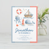 Invitation Nautical Beach Party Anniversaire Photo (Debout devant)