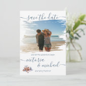 Invitation Nautical Beach Photo Enregistrer la date Invitatio (Debout devant)