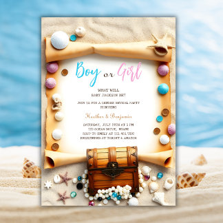 Invitation Nautical Beach Treasure Poitrine Genre Reveval Par