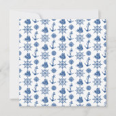 Invitation Nautical Birthday Party Ancre bleue et blanche (Devant)