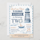 Invitation Nautical Blue Boy moderne 2e anniversaire (Devant)
