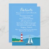 Invitation Nautical Blue Détails Mariage Lighthouse Voilier (Devant / Derrière)