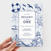 Invitation Nautical Blue Sailboat Lighthouse 1er anniversaire