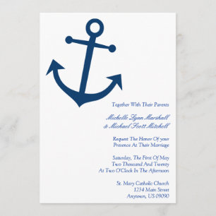Invitation Nautical Boat Ancre Wedding Invite (Dark Blue)