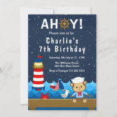 Invitation Nautical Boy Monkey Red et Navy Anniversaire (Devant)
