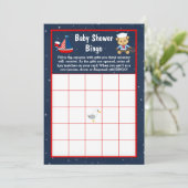 Invitation Nautical Boy Monkey Red et Navy Baby Bingo (Debout devant)