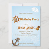 Invitation Nautical Captain Baby Boy First Birthday Invitatio (Devant)