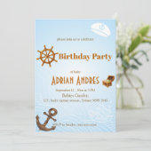 Invitation Nautical Captain Baby Boy First Birthday Invitatio (Debout devant)