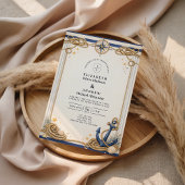 Invitation Nautical Compass Anchor Wedding