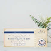 Invitation Nautical Cruise Ship Boarding Pass Mariage Invitat (Debout devant)