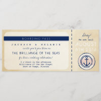 Nautical Cruise Ship Boarding Pass Mariage Invitat