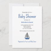 Invitation Nautical Cute Blue Sailboat Baby shower de garçon (Devant)