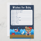Invitation Nautical Girl Bear Red et Navy Wives for Baby (Devant)