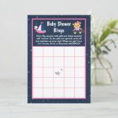 Invitation Nautical Girl Monkey rose et Navy Baby Bingo (Debout devant)