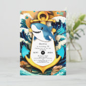 Invitation Nautical Kids Boho Shark Anniversaire (Debout devant)