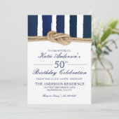 Invitation Nautical Knot Marine Stripes Anniversaire Invitati (Debout devant)