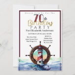 Invitation Nautical Light House Ocean Waves 70e anniversaire<br><div class="desc">Phare Nautique Rouge et Bleu Vague Océanique 70e Anniversaire Invitation Pour Femmes. Il Est Facile De Changer L'Exemple De Texte En Vous Propre En Cliquant Sur Personnaliser. Cliquez Sur Personnaliser Pour Modifier Le Type De Police, La Couleur De Police, La Taille De Police Ou Pour Ajouter/Supprimer/Modifier Le Texte Ou Les...</div>