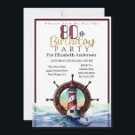 Invitation Nautical Light House Ocean Waves 80e anniversaire<br><div class="desc">Phare Nautique Rouge et Bleu Vague Océanique 80e Anniversaire Invitation Pour Femmes. Il Est Facile De Changer L'Exemple De Texte En Vous Propre En Cliquant Sur Personnaliser. Cliquez Sur Personnaliser Pour Modifier Le Type De Police, La Couleur De Police, La Taille De Police Ou Pour Ajouter/Supprimer/Modifier Le Texte Ou Les...</div>