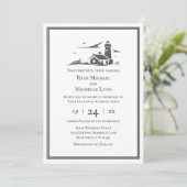Invitation Nautical Lighthouse Plage de bord de mer Mariage (Debout devant)