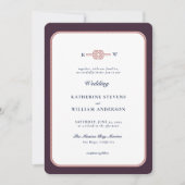 Invitation Nautical Love Knot Elegant Mariage de la marine de (Devant)