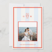 Invitation Nautical Monogram Red Blue Lobster Coastal Wedding (Dos)