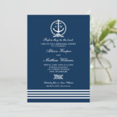 Invitation Nautical Navy Blue Anchor Wedding Rehearsal Dinner (Debout devant)