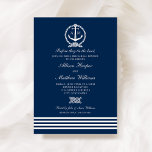 Invitation Nautical Navy Blue Anchor Wedding Rehearsal Dinner<br><div class="desc">Modern and preppy nautical wedding rehearsal dinner invitation design features a wedding monogram displayed inside a boat anchor with accents of rope knots and stripes.  Navy blue,  light gray / silver,  and white color scheme.</div>