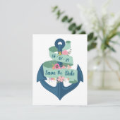 Invitation Nautical Navy Rayures Floral Mariage Enregistrer l (Debout devant)