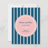 Invitation Nautical Navy Rayures Floral Mariage Enregistrer l (Dos)