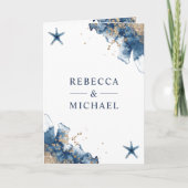 Invitation Nautical Navy Starfish All in One QR Code Wedding (Devant)