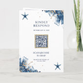 Invitation Nautical Navy Starfish All in One QR Code Wedding (Dos)