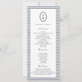 Invitation Nautical Navy Stripe Classic Wedding Program Card (Devant)
