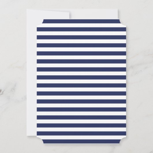 Invitation Nautical Navy Stripes Silver 50e fête d'anniversai (Dos)