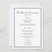Invitation Nautical Navy Wedding Weekend Itinerary Card (Devant)