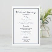 Invitation Nautical Navy Wedding Weekend Itinerary Card (Debout devant)