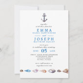 Invitation Nautical Ocean Beach bleu élégant Mariage (Devant)