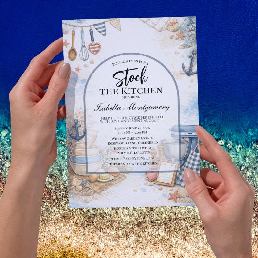 Invitation Nautical Ocean Bridal Shower Kitchen Themed