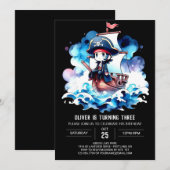 Invitation Nautical Pastel Pirate Anniversaire (Devant / Derrière)