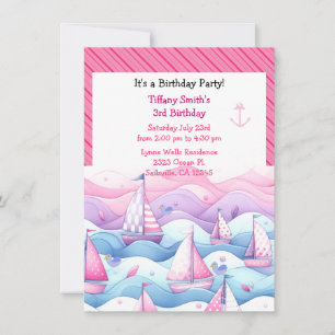 Invitation Nautical Pastel Voilier Girls Anniversaire Invitat