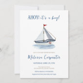Invitation Nautical Sailboat Ahoy c'est un Baby shower garçon (Devant)