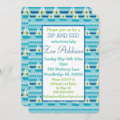 Invitation Nautical Sailboat bébé Sip and See (Devant / Derrière)